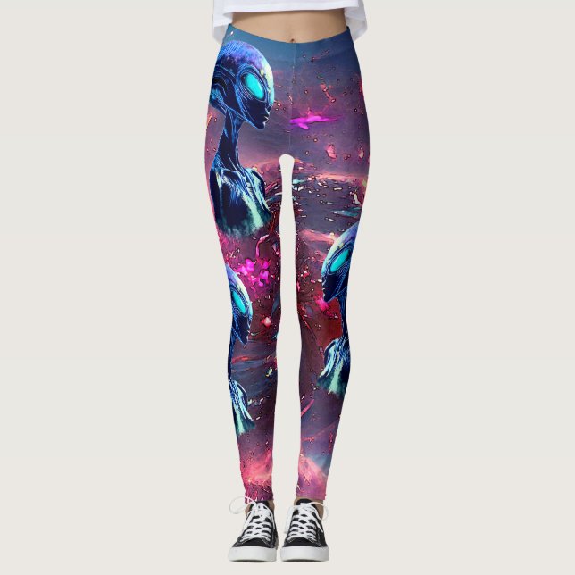 Alien Wisdom Psychedelic Scifi Art Leggings (Framsida)