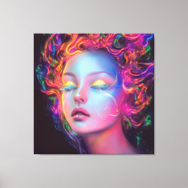 Alien Woman med Cosmic Hair Canvastryck