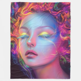 Alien Woman med Cosmic Hair Fleecefilt