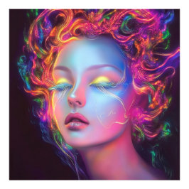 Alien Woman med Cosmic Hair Fototryck