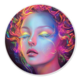 Alien Woman med Cosmic Hair Knopp