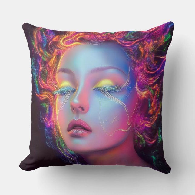 Alien Woman med Cosmic Hair Kudde (Framsida)