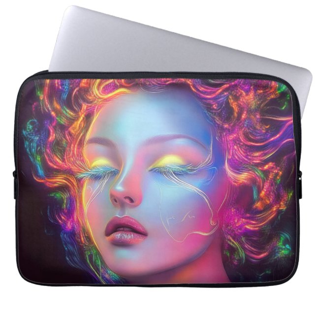 Alien Woman med Cosmic Hair Laptop Fodral (Framsidan)