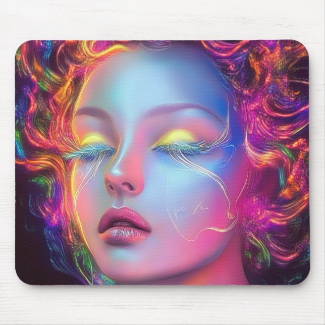 Alien Woman med Cosmic Hair Musmatta (Framsidan)