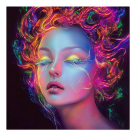 Alien Woman med Cosmic Hair Perfect Poster