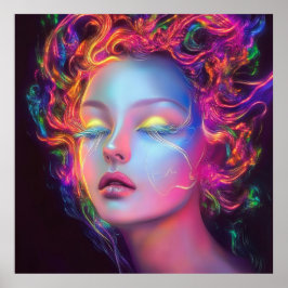 Alien Woman med Cosmic Hair Poster