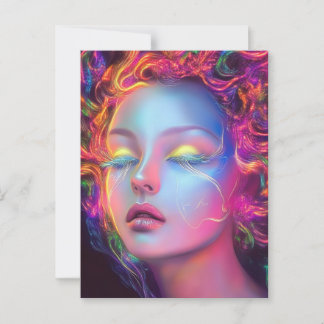 Alien Woman med Cosmic Hair Vykort