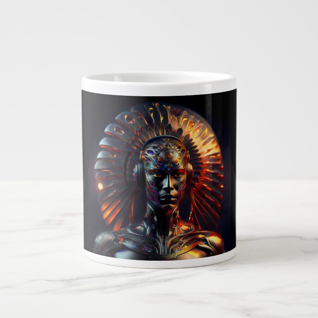 Alien Woman med Metall Headdress Jumbo Mugg (Framsidan)