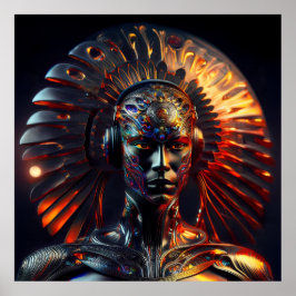 Alien Woman med Metall Headdress Poster