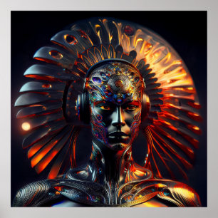 Alien Woman med Metall Headdress Poster