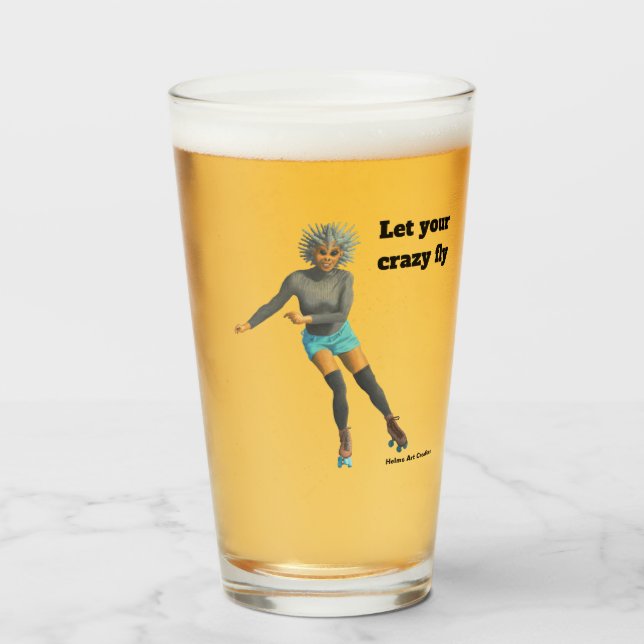 Alien Woman Roller Skater Fantasy Art Glass Kopp (Framsida fylld)