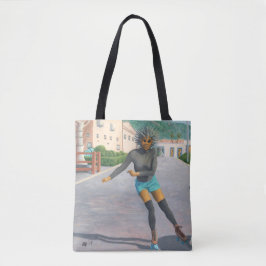 Alien Woman Roller Skater Fantasy Art Graphic Tote Tygkasse