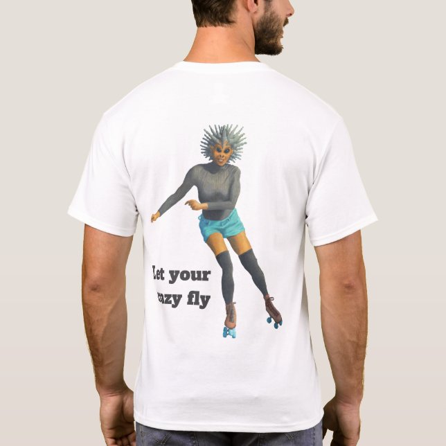 Alien Woman Roller Skater Fantasy Art Shirt T (Baksida)