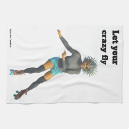 Alien Woman Roller Skater Fantasy Kitchen Towel Kökshandduk