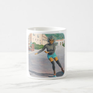 Alien Woman Roller Skating Fantasy Art Coffee Mugg