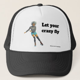Alien Woman Roller Skating Fantasy Art Hat Keps