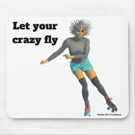 Alien Woman Roller Skating Fantasy Art Mouse Pad Musmatta