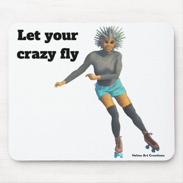 Alien Woman Roller Skating Fantasy Art Mouse Pad Musmatta (Framsidan)