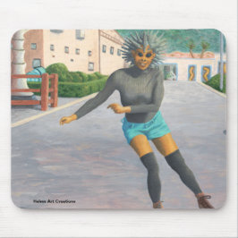 Alien Woman Roller Skating Fantasy Art Mousepad Musmatta