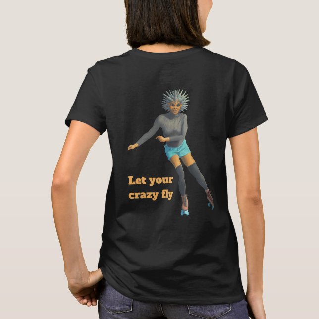 Alien Woman Roller Skating Fantasy Art Shirt T Shirt (Baksida)