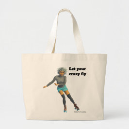 Alien Woman Roller Skating Fantasy Art Tote Bag Jumbo Tygkasse