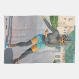Alien Woman Roller Skating Fantasy Kitchen Towel Kökshandduk