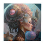 Alien Woman Surreal Science fiction Art Kakelplatta<br><div class="desc">Fantasy Art products by The Lunarium.</div>
