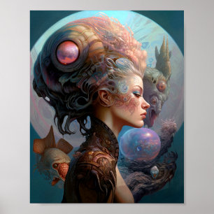 Alien Woman Surreal Science fiction Art Poster