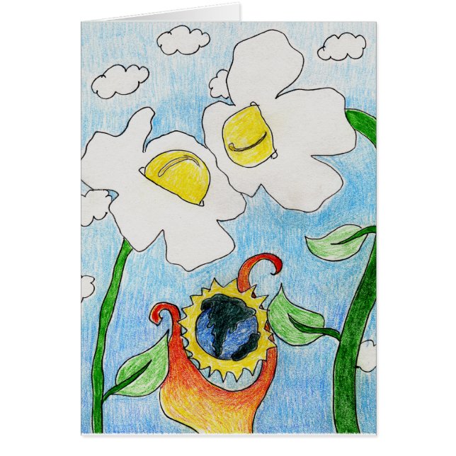 Alienerad Soul: Två blommor med en värld Hälsningskort (Framsidan)