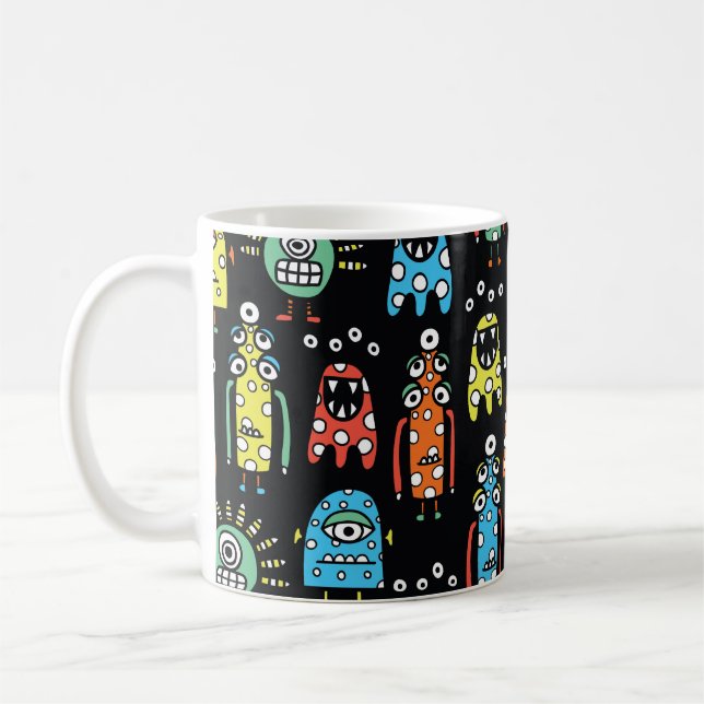 Alienmonster: Cute Seamless Vintage Kaffemugg (Vänster)