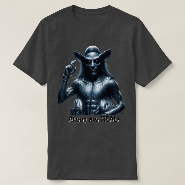 Aliens är VERKLIGA! T Shirt (Design framsida)