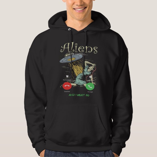 Aliens Are Calling Alien Alien Alien UFO Kids Hoodie (Framsida)