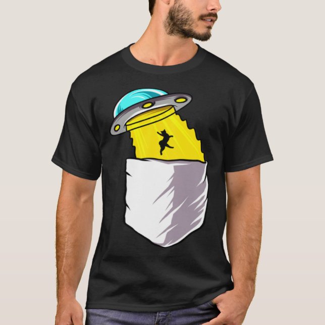 Aliens Cryptozoology Abduction  Cute Pocket Style T Shirt (Framsida)