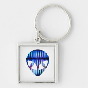 Alienware Keychain Fyrkantig Silverfärgad Nyckelring