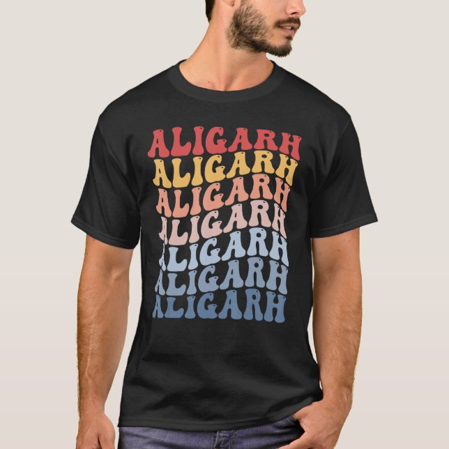 Aligarh City Groovy Retro T Shirt (Framsida)