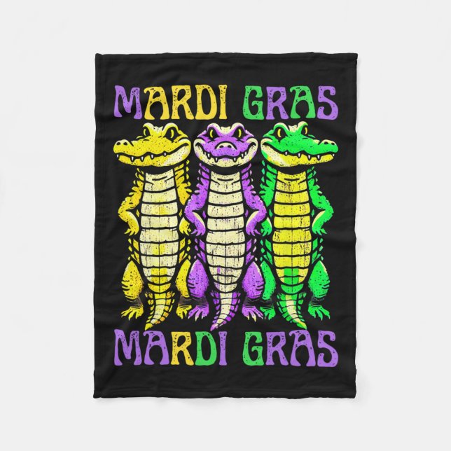 Aligator Crokodiles Louisiana Mardi Gras Carnival Fleecefilt (Framsidan)
