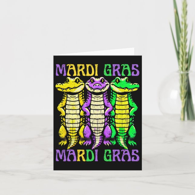 Aligator Crokodiles Louisiana Mardi Gras Carnival Kort (Framsida)