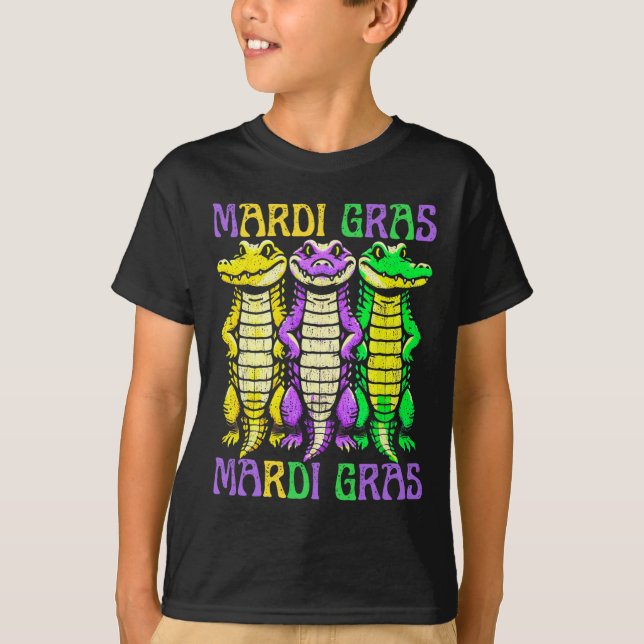 Aligator Crokodiles Louisiana Mardi Gras Carnival T Shirt (Framsida)
