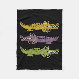 Aligator Crokodiles Mardi Gras Louisiana Manar Kvi Fleecefilt
