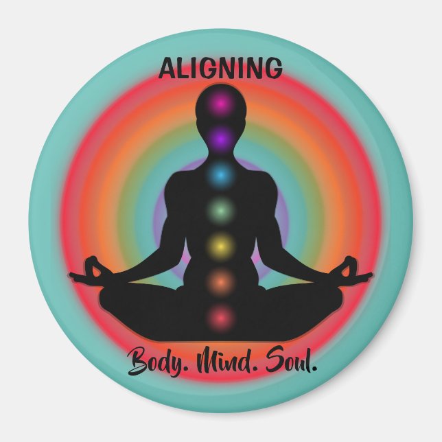 "Aligning Body Mind Soul" Chakra Meditation & Yoga Magnet (Framsidan)