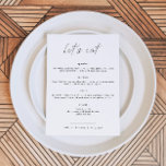 ALINA Elegant Minimalist Bröllop Låt oss Eat Menu Meny<br><div class="desc">Den här menyn har en modern minimidesign och ett handskrivet teckensnitt för eleganten. Använda den här mallen om du vill redigera färgerna typsnitt, font färg och bakgrund för att matcha händelsens behov. Den här menyn gör perfekten till ett tillägg till din enkla, minimalistiska, elegant eller moderna babydusch, möhippa, bröllop, pension...</div>
