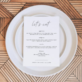 ALINA Elegant Minimalist Bröllop Låt oss Eat Menu Meny