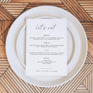 ALINA Elegant Minimalist Bröllop Låt oss Eat Menu Meny