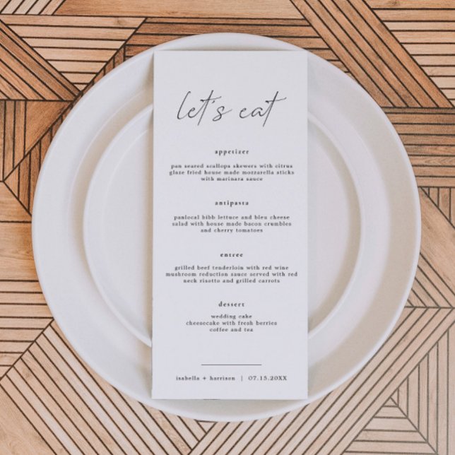 ALINA Minimalistisk Elegant Låt oss Eat-menykort Meny (Skapare uppladdad)