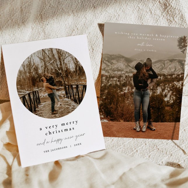 ALINA Modern Minimalistisk, enkelt runda foto Julkort (Skapare uppladdad)