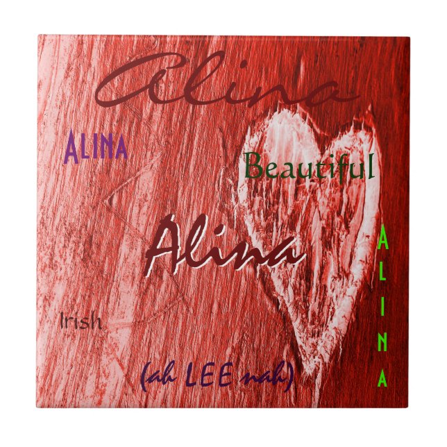 Alina Namn Irish Meaning with Red Heart Kakelplatta (Framsidan)