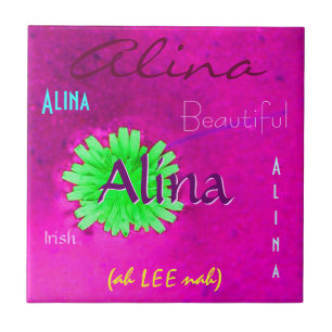 Alina Namn och Irish Meaning with Grönt Flower Kakelplatta