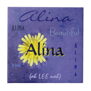 Alina Namn och Irish Meaning with Gult Flower Kakelplatta