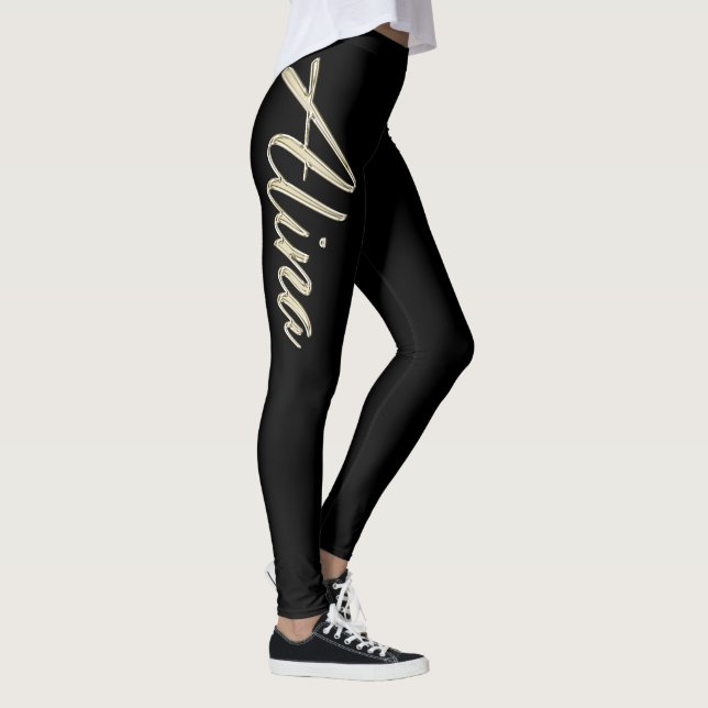Alina white gold Handwriting Hose Leggings (Höger)
