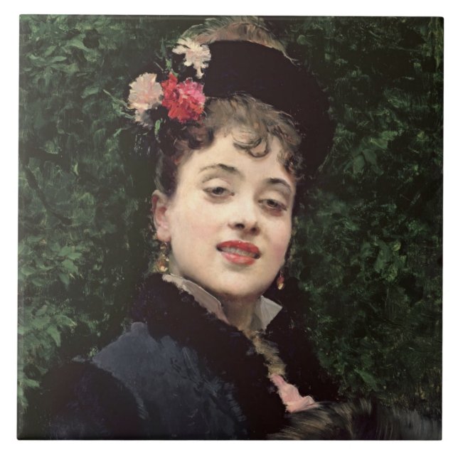 Aline Masson, konstnären modellerar (olja på Kakelplatta (Framsidan)